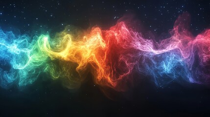 Wall Mural - an illustration featuring a vibrant aurora with radiant green, magenta, and sapphire waves blending 