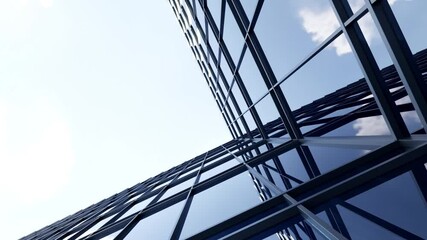 Poster - 3d rendering of modern architecture, Skyscraper corporate office building with glass window
