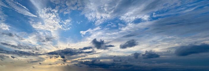Wall Mural - beautiful heaven. blue sky with cloud and sun light. nature background, skyline landscape
