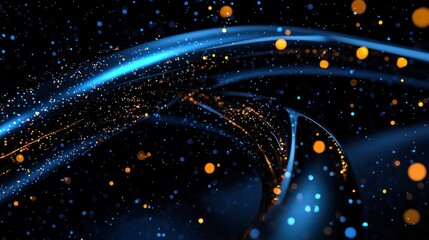 Abstract illustration featuring streaks of vibrant color and particle effects