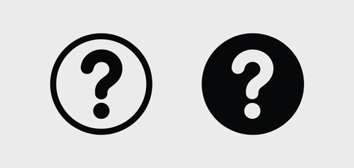 Question Mark Icons in Circle Black and White