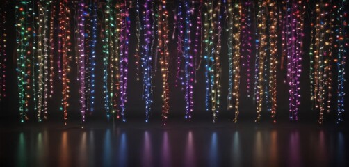 Wall Mural - Dazzling array of multicolored Christmas lights, joyful holiday glow ,  background,  illumination