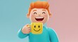 © Bupir - Happy Boy Drinking from Smiley Face Mug