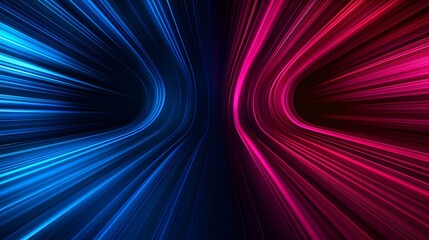 Wall Mural - the image contains an abstract design featuring vibrant blue and pink streaks of light curving inwar