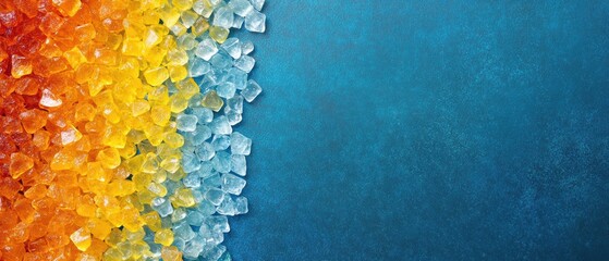 Aufkleber - Vivid crystalline gems in a gradient hues on teal backdrop, inviting texture and minimalist elegance for captivating presentations