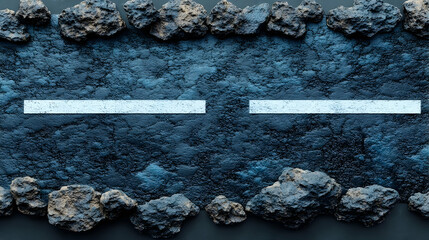Wall Mural - dark blue roadway framed by volcanic rocks
