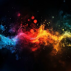 lively music waveforms with dynamic spheres and color bursts