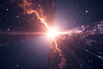 Wall Mural - Surreal cosmic rift scene with glowing core and orbiting asteroids, background fades into deep space, visually striking layout 