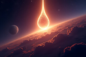 Wall Mural - Energetic rift opening in a galactic sky, streams of cosmic light pulling matter inward, mysterious mood with cool and warm contrasts