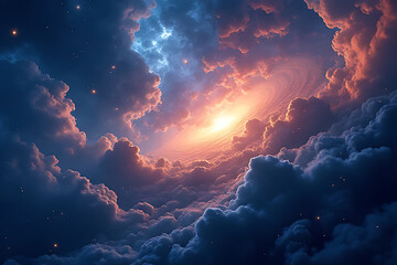Wall Mural - sci-fi cosmic rift tearing through the fabric of space, glowing nebula clouds and shattered stars, s