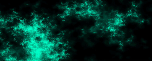 Wall Mural - Abstract sea green watercolor hand painted watercolor. Grunge marbled pattern and rough paint brush strokes in Teal color powder explosion, isolated on dark cosmic powder Scattered Copy Space messy
