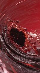 Leinwandbilder - Close-up of dark red liquid splash, creating dynamic swirling texture, showcasing movement and fluidity, ideal for drink or abstract design concepts