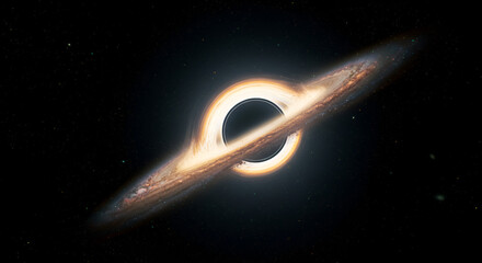 Wall Mural - A swirling, luminous accretion disk surrounds a black hole in the vast expanse of space