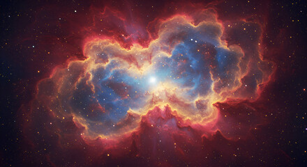 Wall Mural - Cosmic nebulae swirl in vibrant colors against a star-studded backdrop