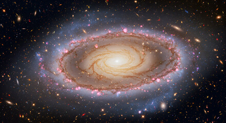 Wall Mural - Spiral galaxy bathed in cosmic dust and light.  Detailed view of swirling arms and bright center