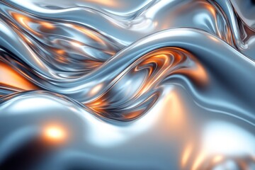 Wall Mural - abstract metallic liquid waves