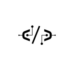 Code development technology programming software coding script language digital tech innovation symbol icon silhouette
