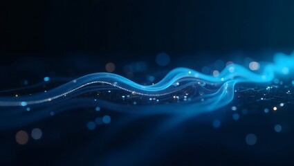 Aufkleber - Abstract Blue Digital Wave with particles, perfect for technology and futuristic design themes. The digital wave gives a sense of flow and movement. The overall aesthetic is sleek, and modern.