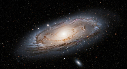 Wall Mural - Spiral galaxy in deep space, exhibiting swirling arms of stars and nebulae