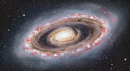 Wall Mural - Spiral galaxy in deep space, with swirling arms and vibrant colors against a backdrop of stars