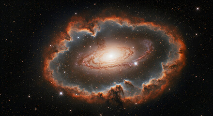 Wall Mural - Spiral galaxy surrounded by colorful nebula