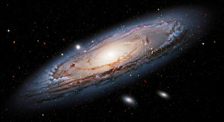 Wall Mural - Spiral galaxy, vast and luminous,  with swirling arms and surrounding stars