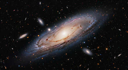 Wall Mural - Spiral galaxy with numerous stars and nebulas in deep space.  Detailed image of cosmic structure with light and dark regions