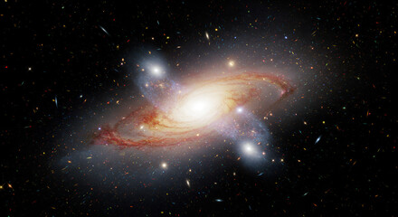 Wall Mural - Spiral galaxy with vibrant colors and intricate structure in deep space