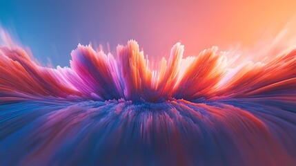 Wall Mural - colorful abstract landscape with vibrant patterns and fluid waves under a sunset sky