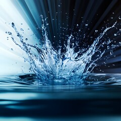 Wall Mural - Dynamic Water Splash Creating Droplets with Reflections and Abstract Light Effects