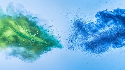 Wall Mural - Abstract Swirling Green and Blue Smoke Particles Creating a Dreamy Background Effect
