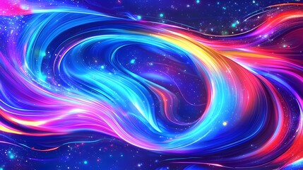 Wall Mural - vibrant abstract swirling patterns with colorful lights and cosmic elements in a digital design