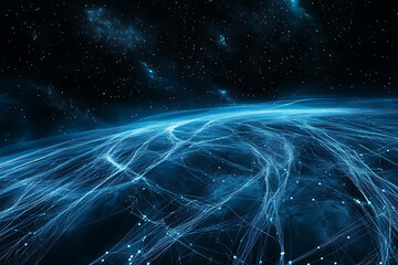 Wall Mural - planet earth in space , binary code technology , glowing sphere on black background