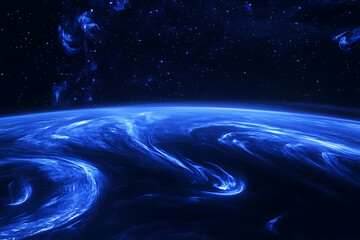 Wall Mural - planet earth in space , binary code technology , glowing sphere on black background