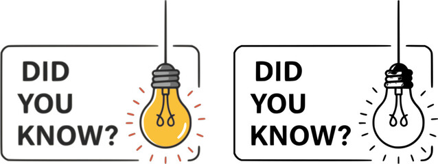 did you know with hanging bulb. flat stroke trendy modern minimal logo graphic, vector set silhouett