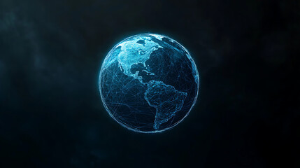 Wall Mural - planet earth in space , binary code technology , glowing sphere on black background