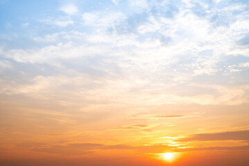 Wall Mural - beautiful , luxury soft gradient orange gold clouds and sunlight on the blue sky perfect for the bac
