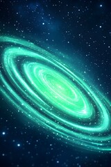Wall Mural - A vibrant teal spiral galaxy glows against a dark, star-studded backdrop