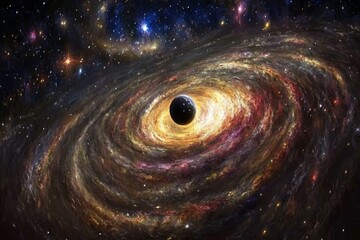 Wall Mural - cosmic vortex, swirling galaxy with black hole