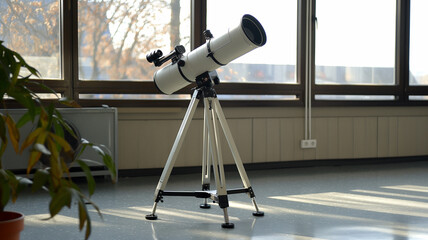 Poster - This telescope in a bright classroom invites students to explore concepts through observation.