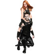 © HWWO Stock - 3D rendered fictional urban fantasy couple with a woman and a man in leather outfits isolated on transparent background