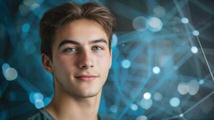 Leinwandbilder - This Young student stands confidently, showcasing the integration of AI in modern educational approaches.