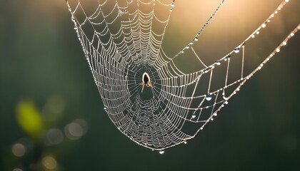 Dew-Kissed Spiderweb at Sunrise