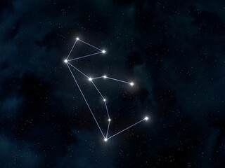 Wall Mural - lupus the wolf constellation in the night sky. glowing stars connected by lines in space. astrologic