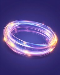 Wall Mural - Glowing elliptical ring with light trails and sparkles on a dark background