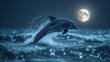 © Zeeshan - A solitary dolphin elegantly dancing on the waves as the moon rises Leaving