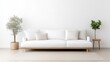 © Bella - Modern, minimalist living room featuring a white sofa and natural elements