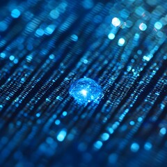 Blue Digital Binary Data on Computer Screen