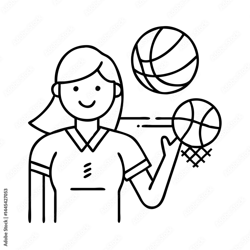 netball icon, netball line art - simple line art of netball, perfect ...