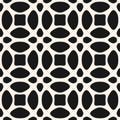 Wall Mural - vector black and white floral ornament. abstract geometric seamless pattern with flower silhouettes,